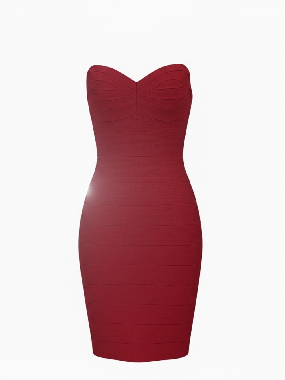 bebe Strapless Sculpted Bandage Dress in Wine Red